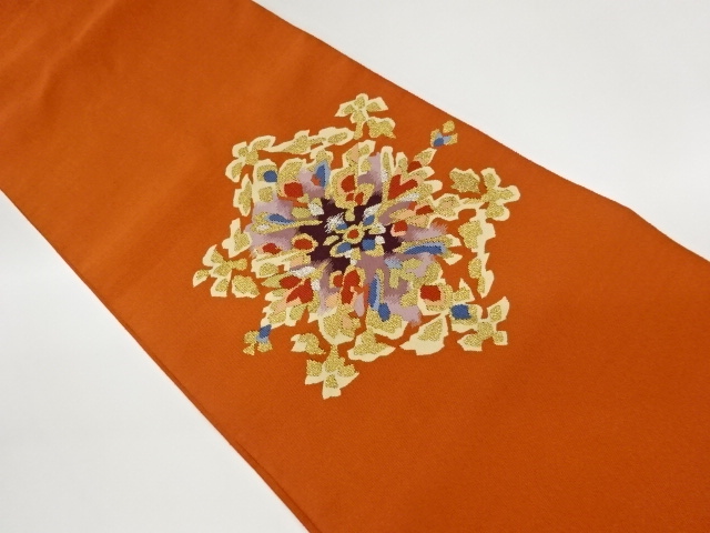 JAPANESE KIMONO / VINTAGE NAGOYA OBI / TSUZURE / WOVEN FLOWER CREST